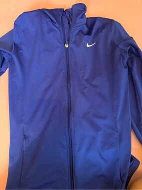 Nike Blue Full-Zip Track Jacket with White Swoosh